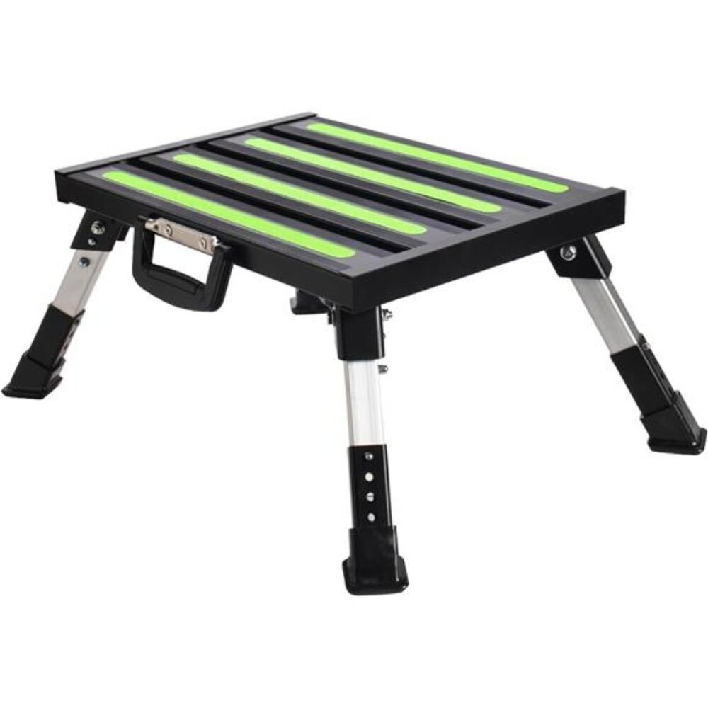Wheels Safety RV Steps, Step Stool Folding Platform Step with Durable Feet